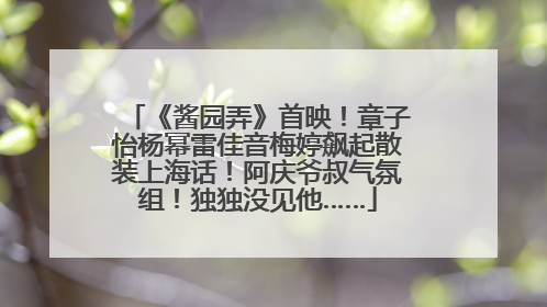 《酱园弄》首映！章子怡杨幂雷佳音梅婷飙起散装上海话！阿庆爷叔气氛组！独独没见他……