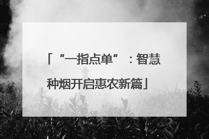 “一指点单”：智慧种烟开启惠农新篇