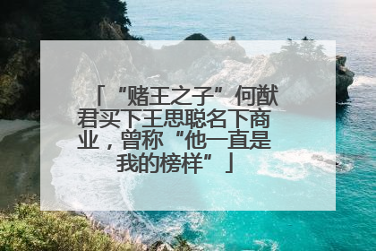 “赌王之子”何猷君买下王思聪名下商业，曾称“他一直是我的榜样”