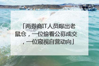 两券商IT人员曝出老鼠仓，一位偷看公募成交，一位窥视自营动向