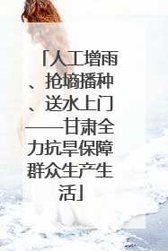 人工增雨、抢墒播种、送水上门——甘肃全力抗旱保障群众生产生活