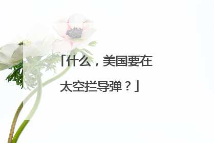 什么，美国要在太空拦导弹？