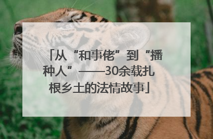 从“和事佬”到“播种人”——30余载扎根乡土的法情故事