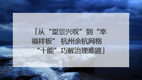 从“望景兴叹”到“幸福样板” 杭州余杭网格“十能”巧解治理难题
