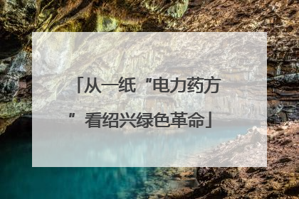 从一纸“电力药方”看绍兴绿色革命
