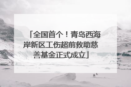 全国首个！青岛西海岸新区工伤超前救助慈善基金正式成立