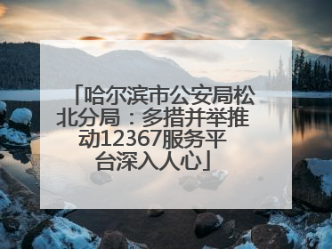 哈尔滨市公安局松北分局：多措并举推动12367服务平台深入人心