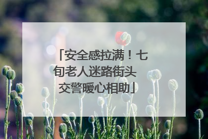 安全感拉满！七旬老人迷路街头 交警暖心相助