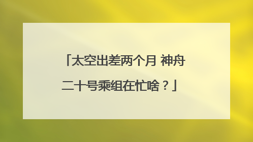 太空出差两个月 神舟二十号乘组在忙啥？