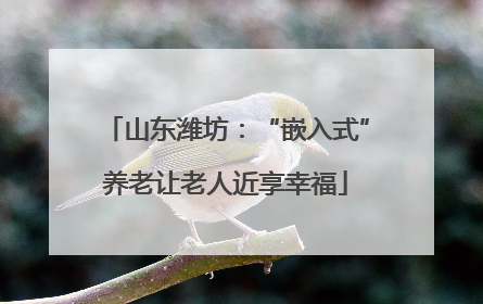 山东潍坊：“嵌入式”养老让老人近享幸福