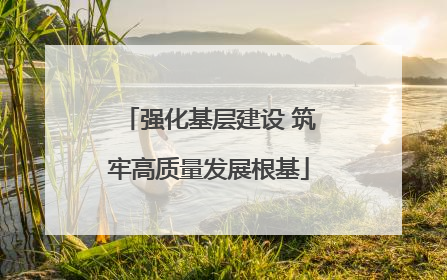 强化基层建设 筑牢高质量发展根基