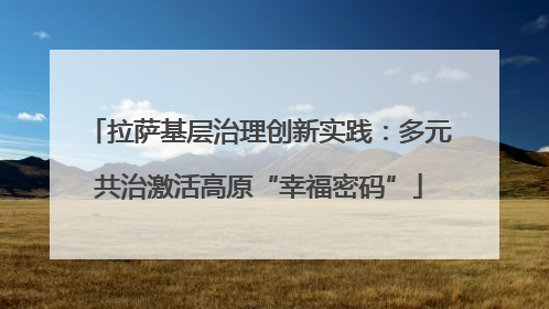 拉萨基层治理创新实践：多元共治激活高原“幸福密码”
