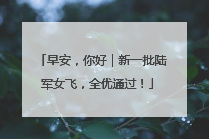 早安，你好｜新一批陆军女飞，全优通过！