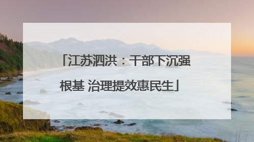 江苏泗洪：干部下沉强根基 治理提效惠民生
