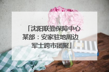 沈阳联勤保障中心某部：安家驻地周边 军士跨市团聚