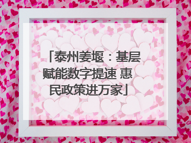 泰州姜堰：基层赋能数字提速 惠民政策进万家