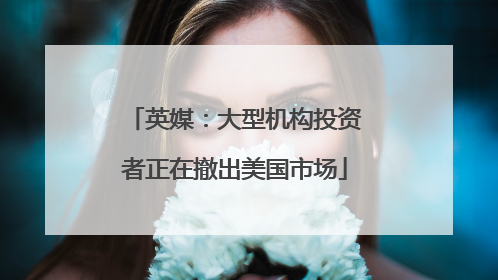 英媒：大型机构投资者正在撤出美国市场