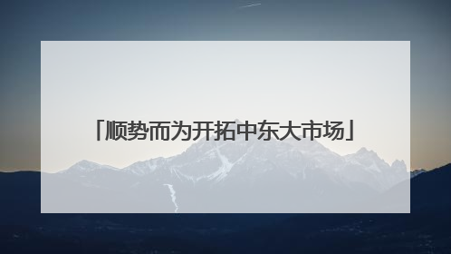 顺势而为开拓中东大市场