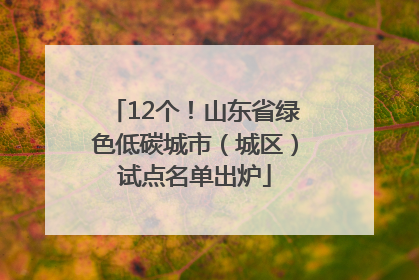 12个！山东省绿色低碳城市（城区）试点名单出炉
